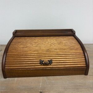 Vintage 1960s Wood Jewelry Box Valet Roll Down Dresser Top Butler Box 10.75 in
